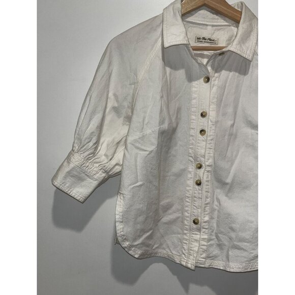 Free People We The Free  White Ellie Puff Sleeve Solid Top Womens size XS - Picture 4 of 9